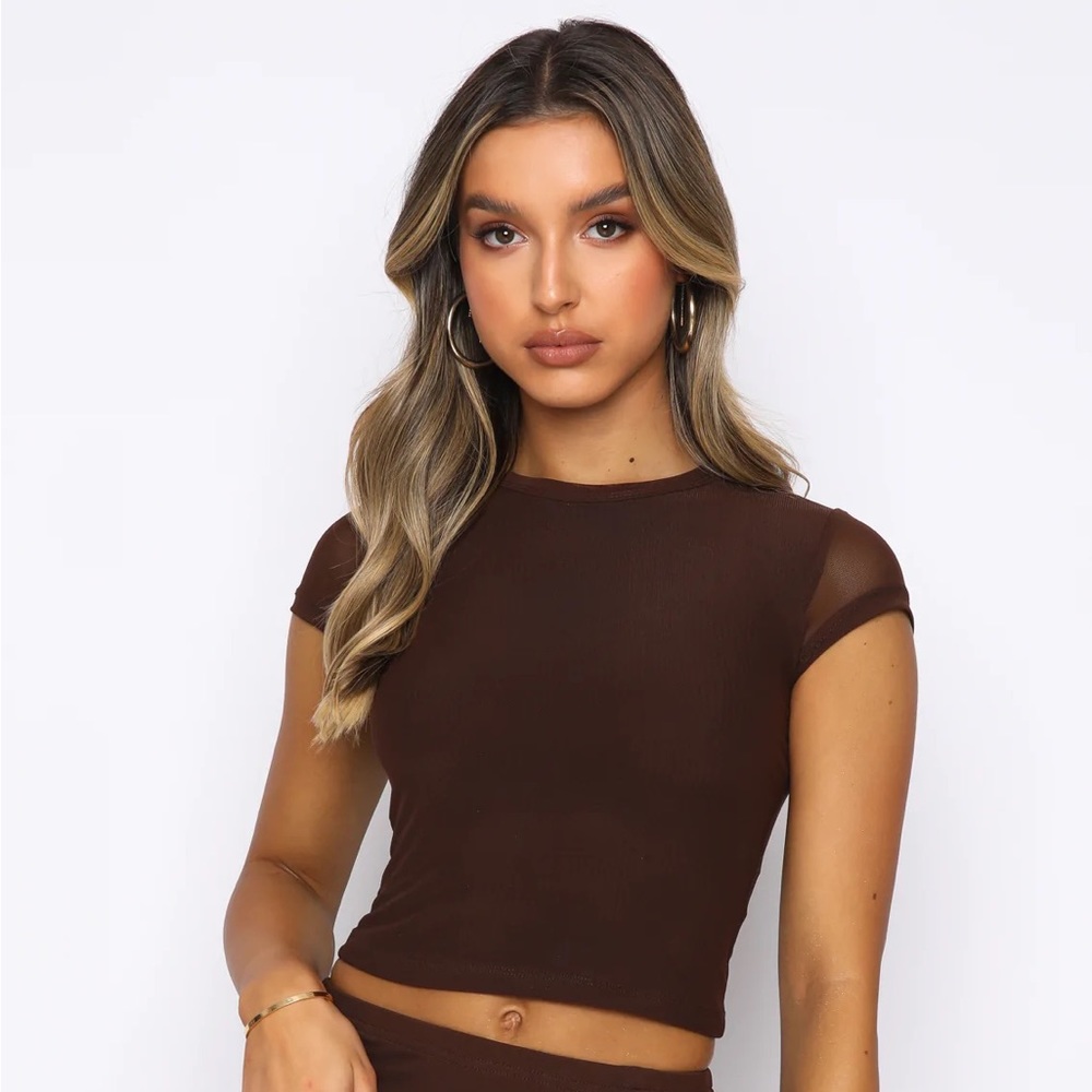 White Fox “Answer My Calls” Chocolate Top Size Small NWT